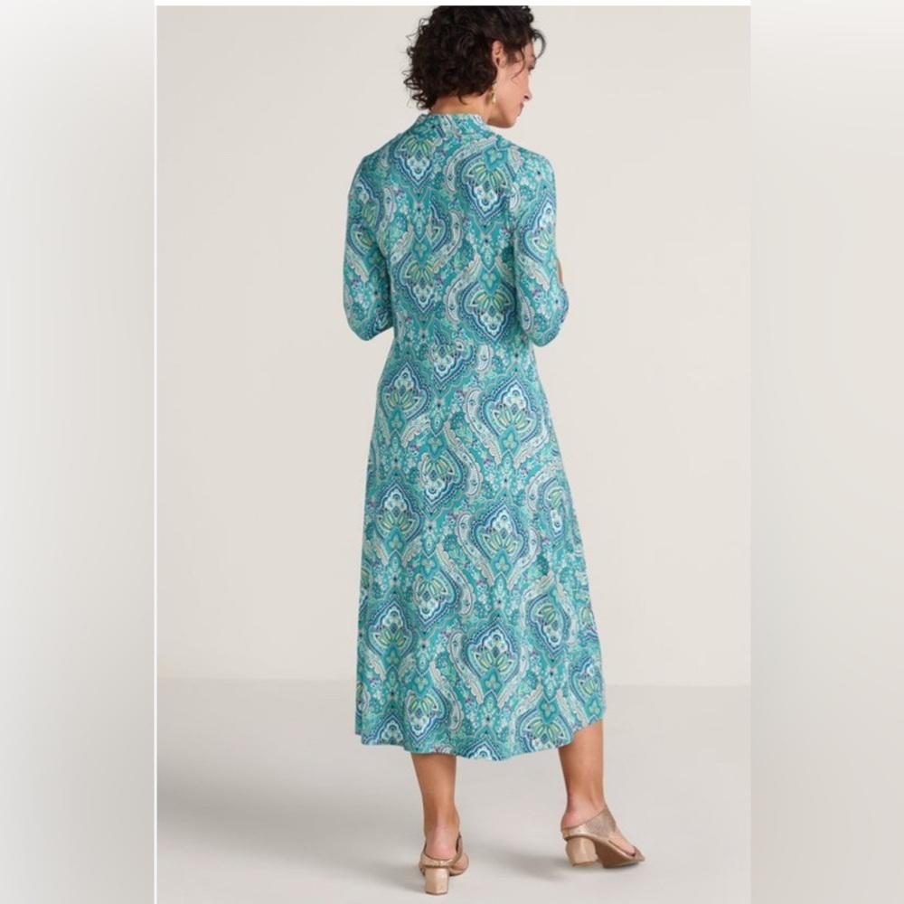 Soft Surroundings Aziza Midi Dress Paisley Sz. Medium Cottage Boho Beach Prairie - Picture 2 of 8